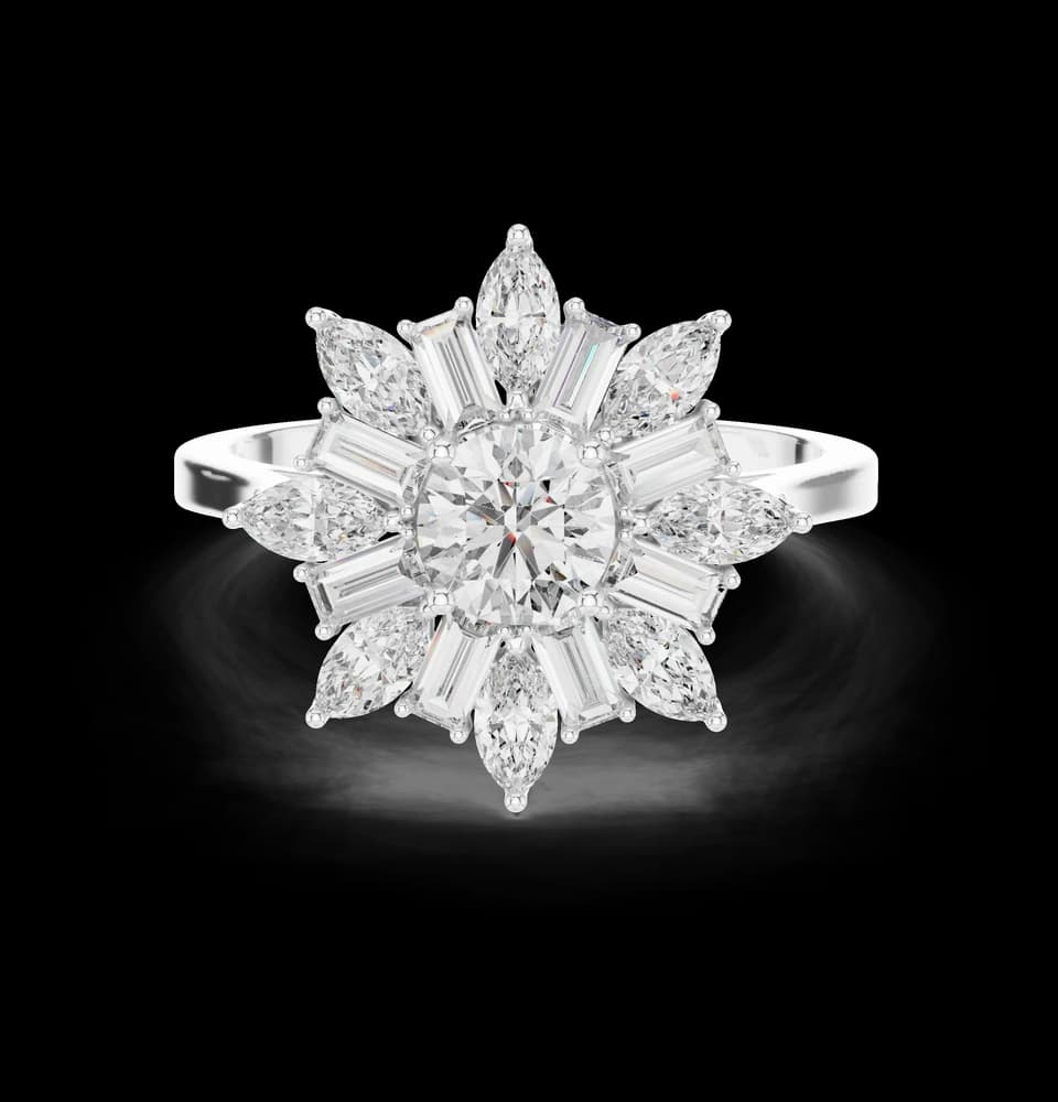 Floral Starburst Lab Grown Diamond Ring - Image 3 Floral Starburst Lab Grown Diamond Ring, view 3 of 5