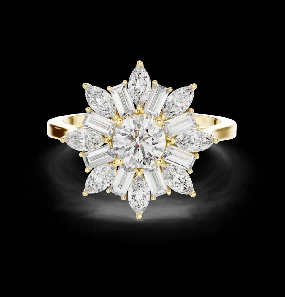 Floral Starburst Lab Grown Diamond Ring - Image 4 Floral Starburst Lab Grown Diamond Ring, view 4 of 5