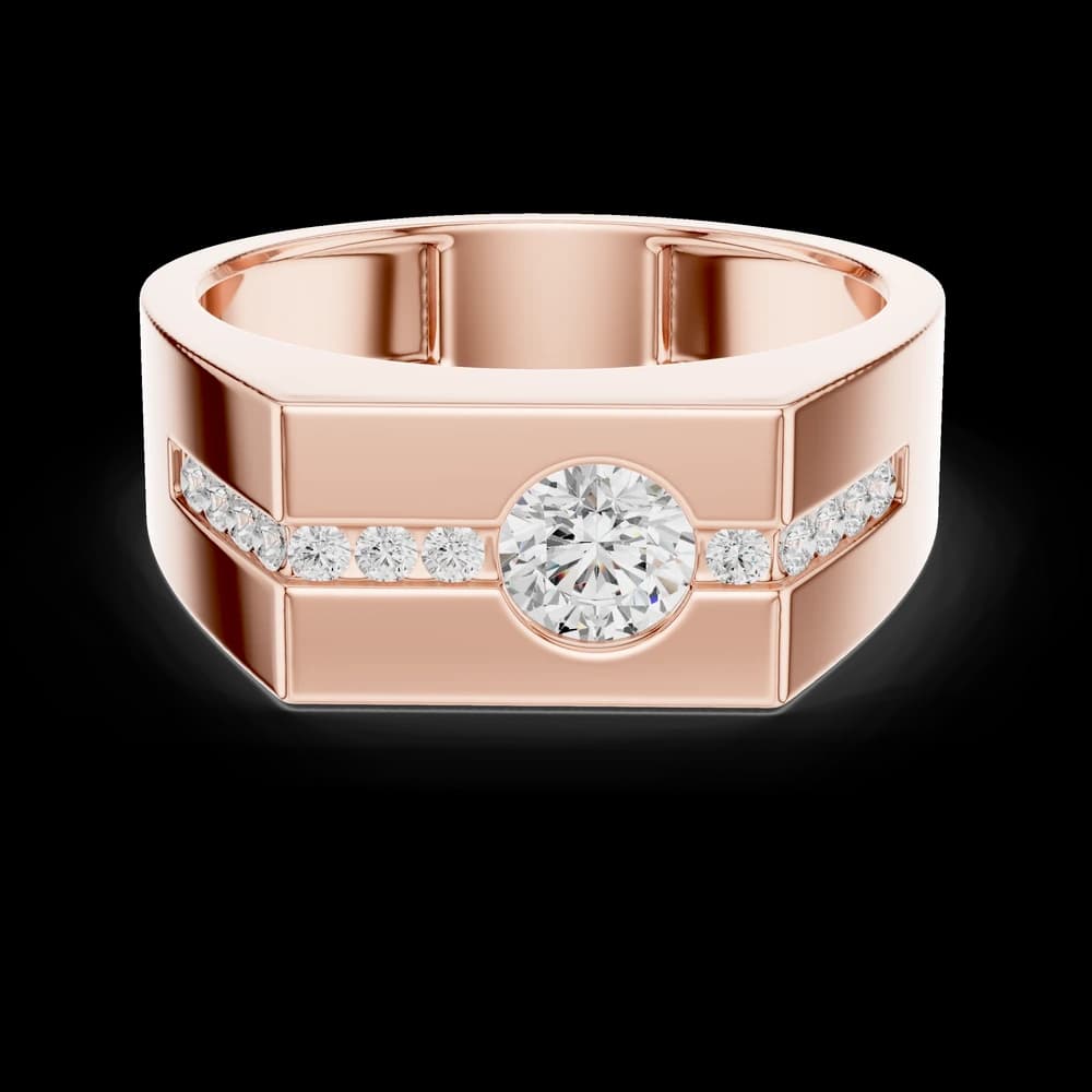 Flat-Top Flush Set Round Diamond Men's Ring - Image 5 Flat-Top Flush Set Round Diamond Men's Ring, view 5 of 6