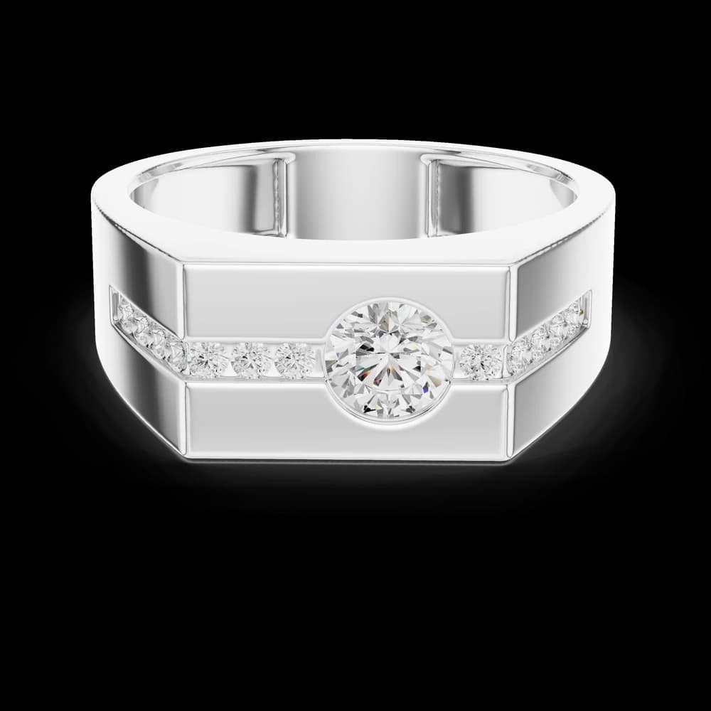 Flat-Top Flush Set Round Diamond Men's Ring - Image 6 Flat-Top Flush Set Round Diamond Men's Ring, view 6 of 6
