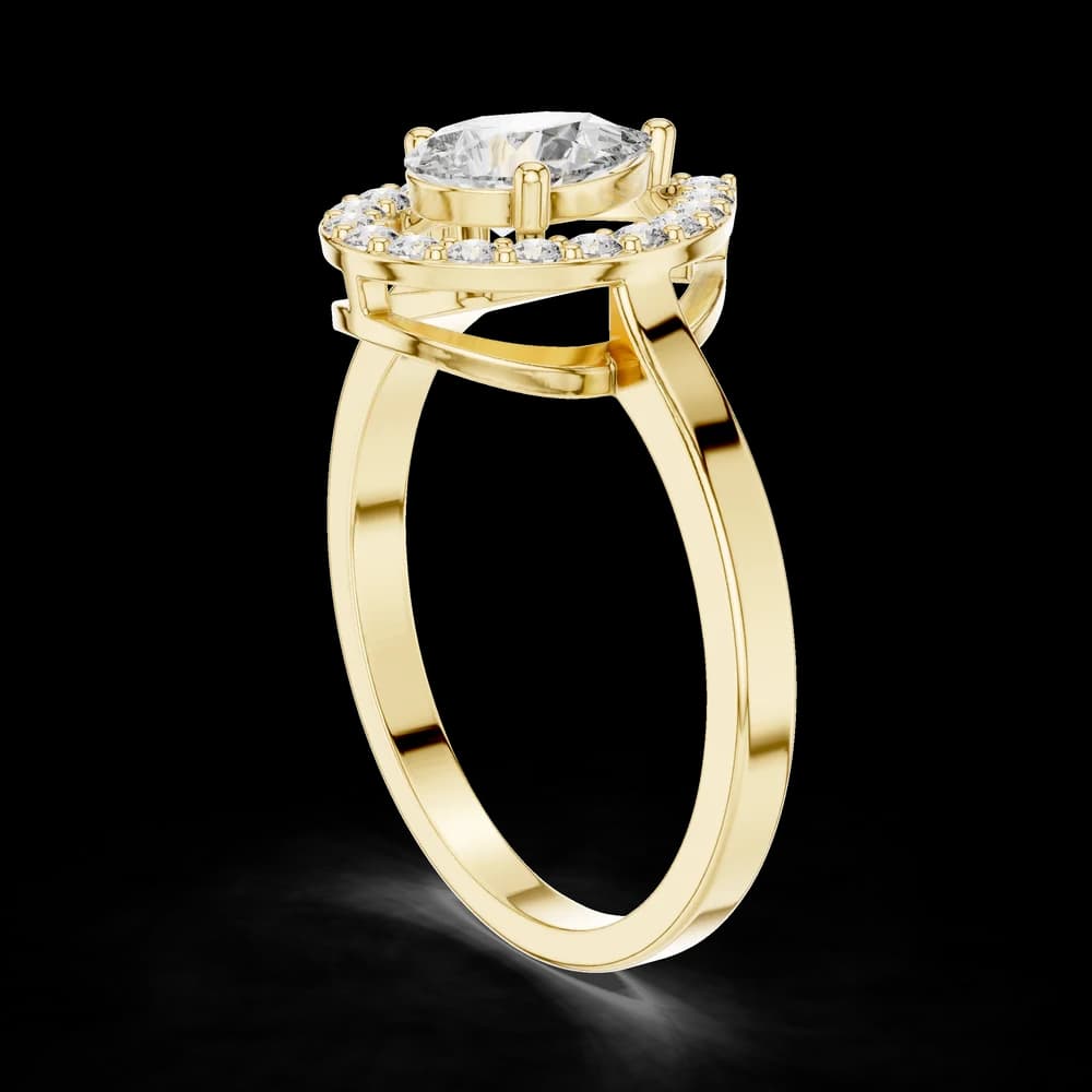 Pear Cut Floating Halo Lab Diamond Ring - Image 4 Pear Cut Floating Halo Lab Diamond Ring, view 4 of 6