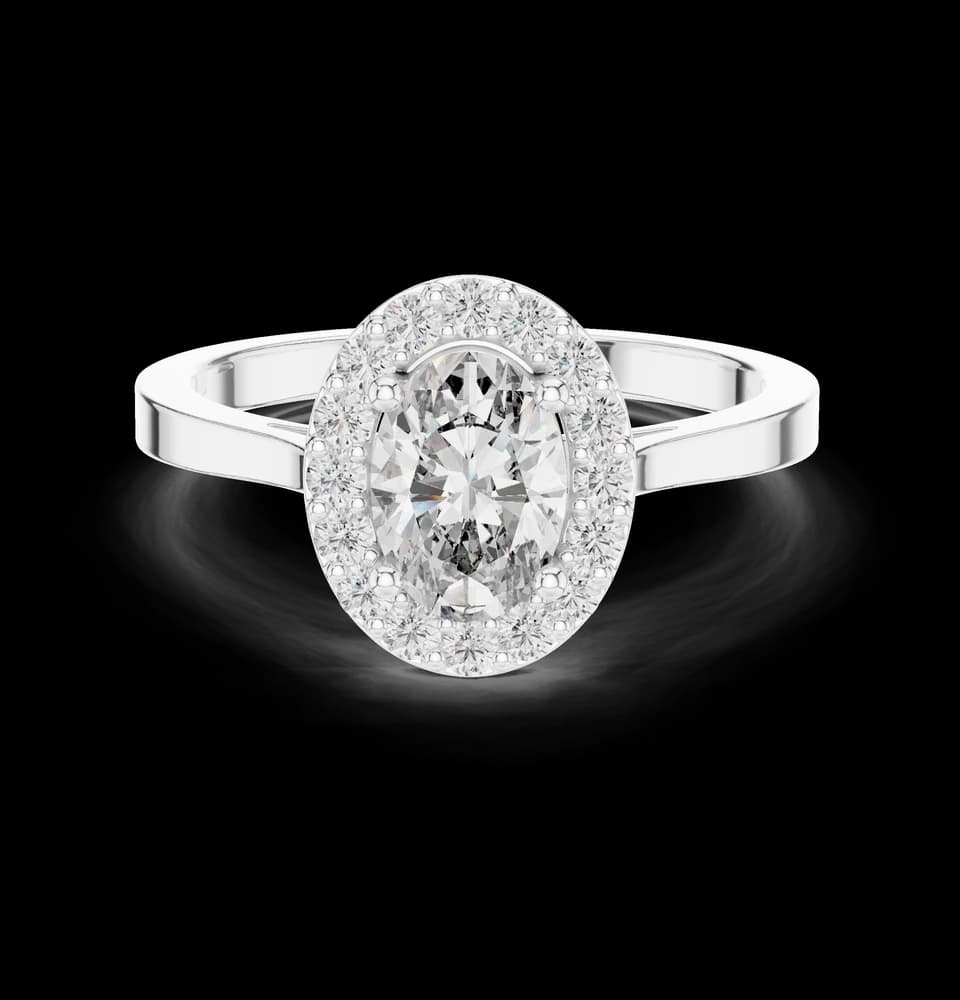 Classic Oval Halo Lab Grown Diamond Engagement Ring - Image 2 Classic Oval Halo Lab Grown Diamond Engagement Ring, view 2 of 6