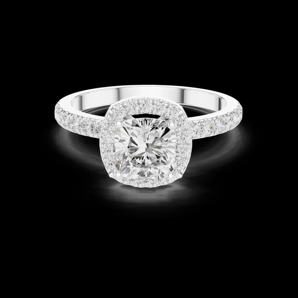 Classic Cushion Halo Lab Grown Ring - Image 2 Classic Cushion Halo Lab Grown Ring, view 2 of 6