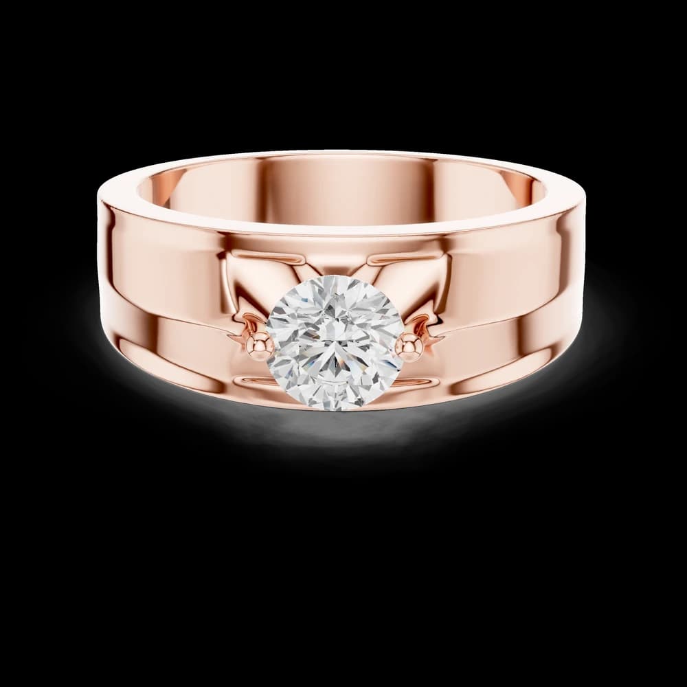 Classic Men's Wide Band Round Diamond Solitaire Ring - Image 1 Classic Men's Wide Band Round Diamond Solitaire Ring, view 1 of 6