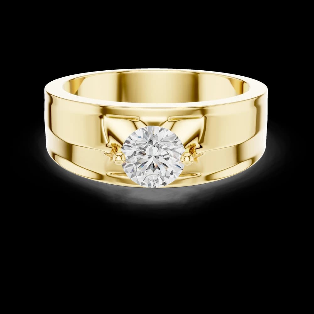 Classic Men's Wide Band Round Diamond Solitaire Ring - Image 3 Classic Men's Wide Band Round Diamond Solitaire Ring, view 3 of 6