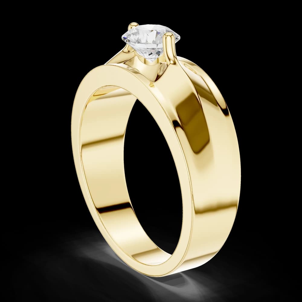 Classic Men's Wide Band Round Diamond Solitaire Ring - Image 4 Classic Men's Wide Band Round Diamond Solitaire Ring, view 4 of 6