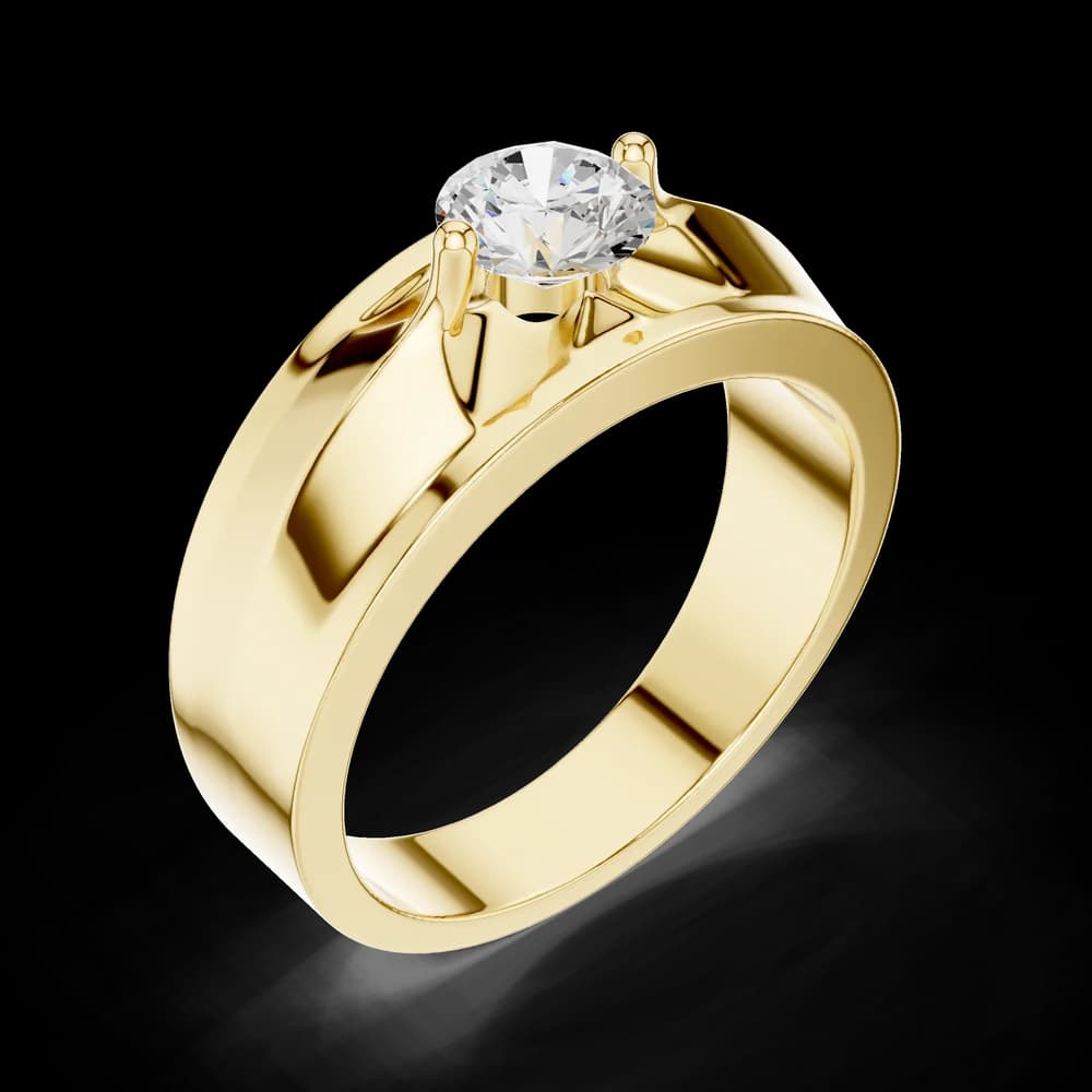 Classic Men's Wide Band Round Diamond Solitaire Ring - Image 5 Classic Men's Wide Band Round Diamond Solitaire Ring, view 5 of 6
