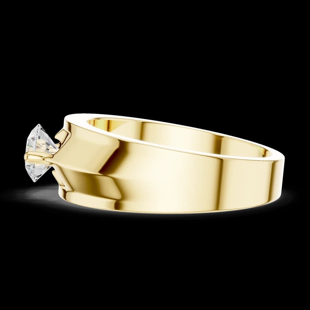 Classic Men's Wide Band Round Diamond Solitaire Ring - Image 6 Classic Men's Wide Band Round Diamond Solitaire Ring, view 6 of 6