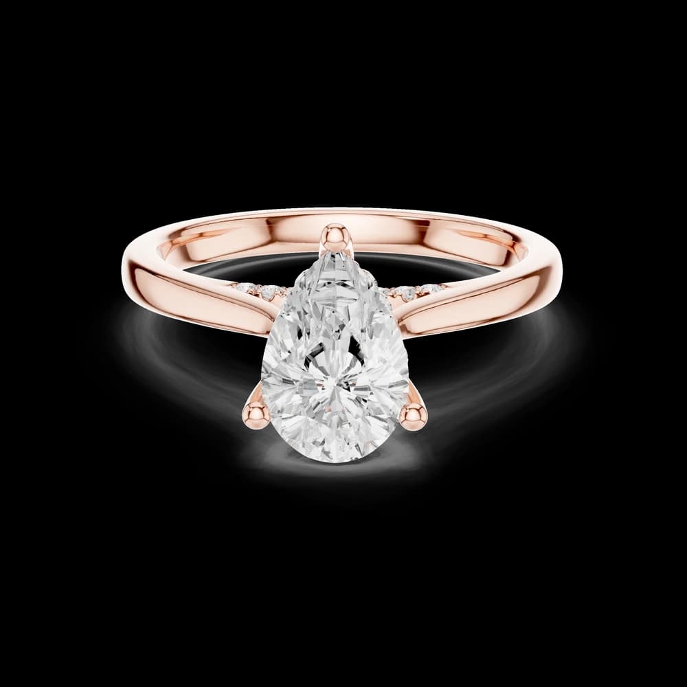 Pear Cut With Accent Lab Grown Diamond Ring - Image 1 Pear Cut With Accent Lab Grown Diamond Ring, view 1 of 6