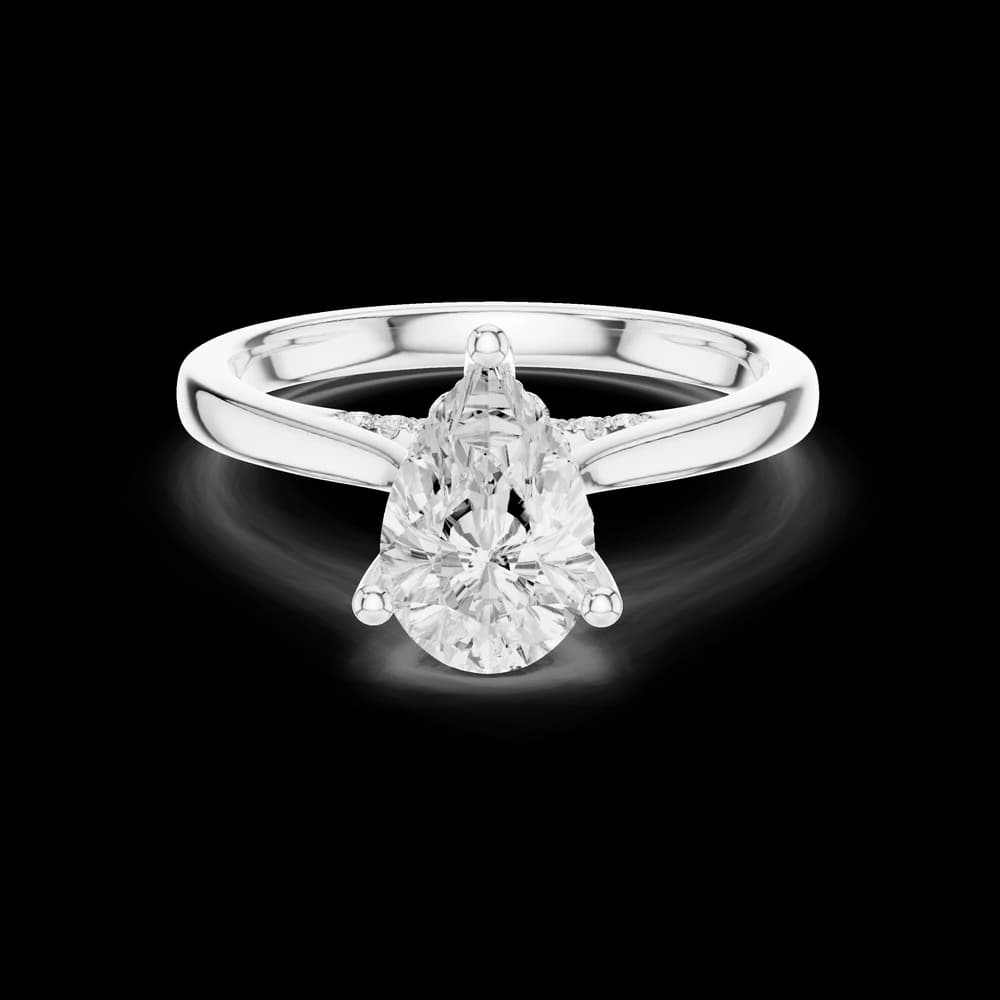 Pear Cut With Accent Lab Grown Diamond Ring - Image 2 Pear Cut With Accent Lab Grown Diamond Ring, view 2 of 6