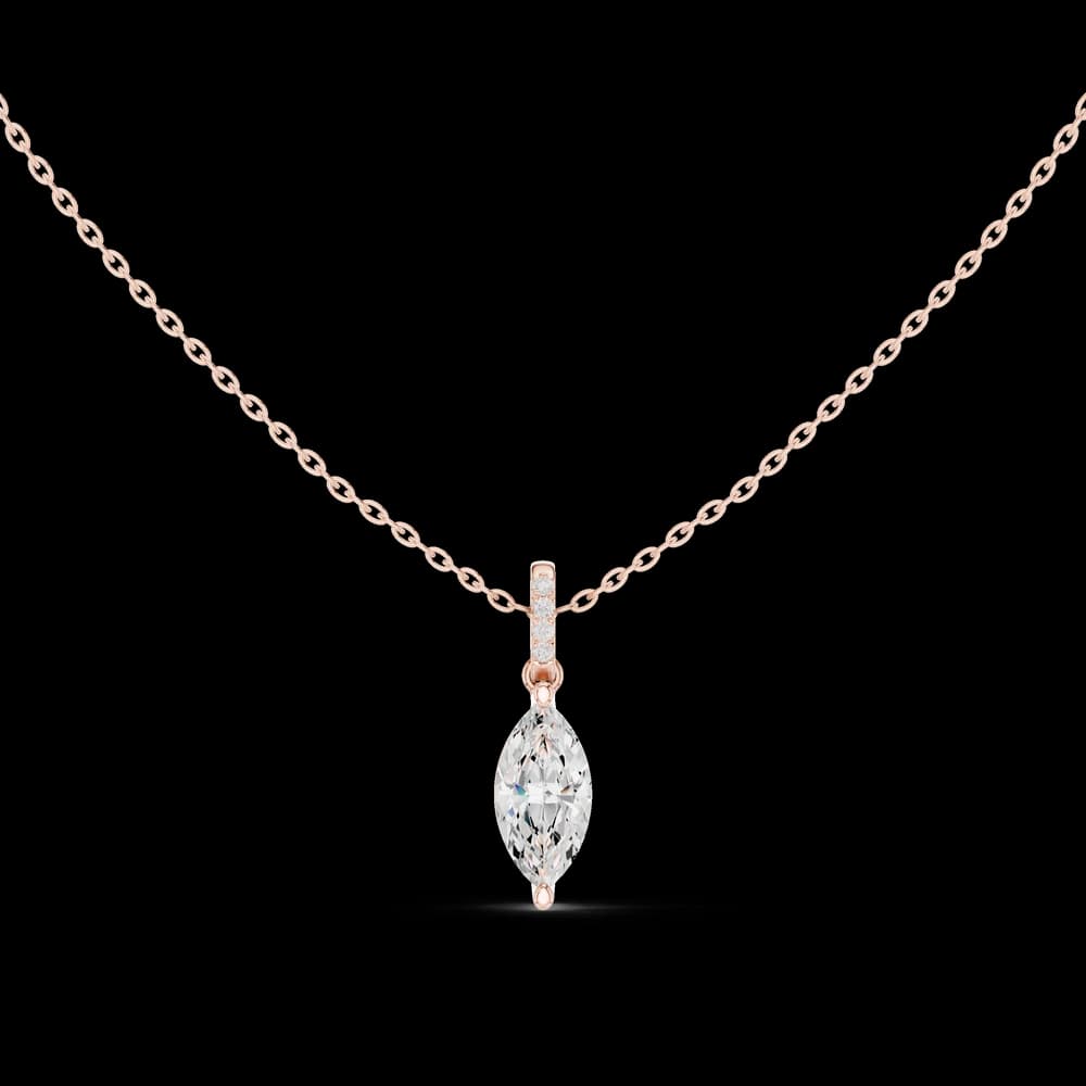 1.5 ct Marquise Lab Grown Diamond Pendant with Round Accents - Image 1 1.5 ct Marquise Lab Grown Diamond Pendant with Round Accents, view 1 of 4