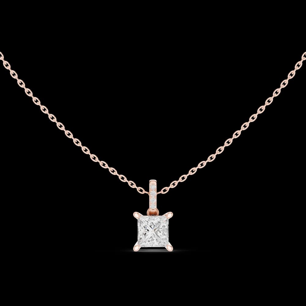 1.5 ct Princess & Round Diamond Lab Grown Diamond Pendant - Image 1 1.5 ct Princess & Round Diamond Lab Grown Diamond Pendant, view 1 of 4