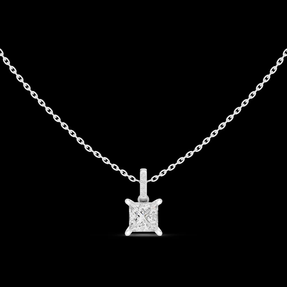 1.5 ct Princess & Round Diamond Lab Grown Diamond Pendant - Image 3 1.5 ct Princess & Round Diamond Lab Grown Diamond Pendant, view 3 of 4