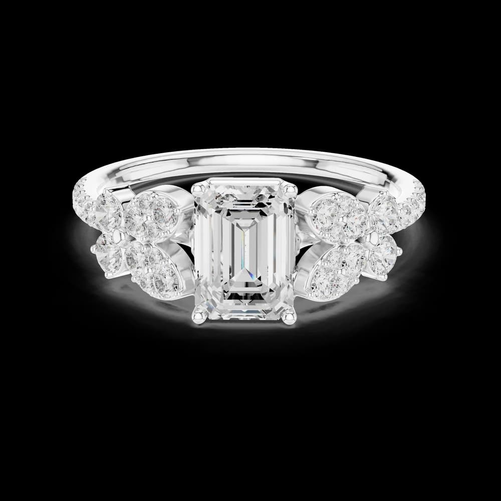 Accented Emerald Lab Grown Diamond Ring - Image 2 Accented Emerald Lab Grown Diamond Ring, view 2 of 6