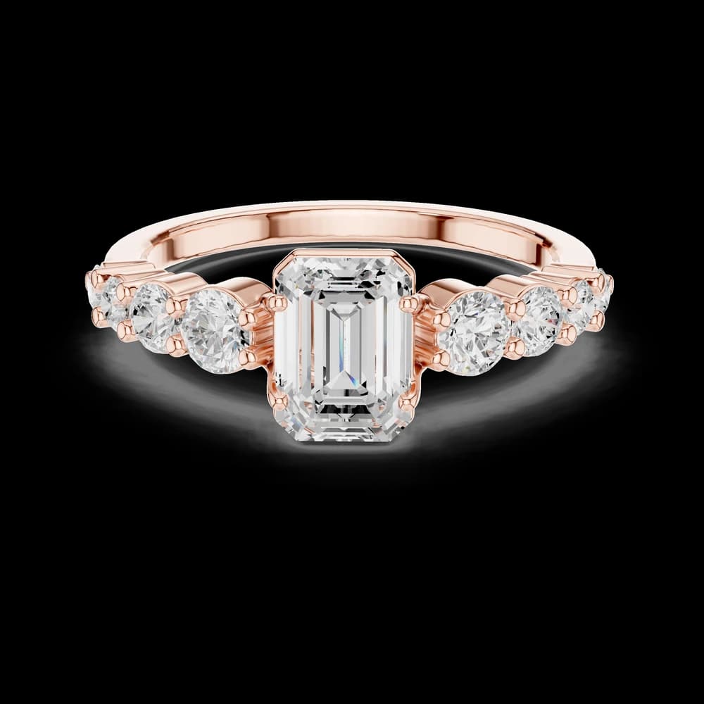 Unique Emerald Round Side Lab Grown Diamond Ring - Image 1 Unique Emerald Round Side Lab Grown Diamond Ring, view 1 of 6