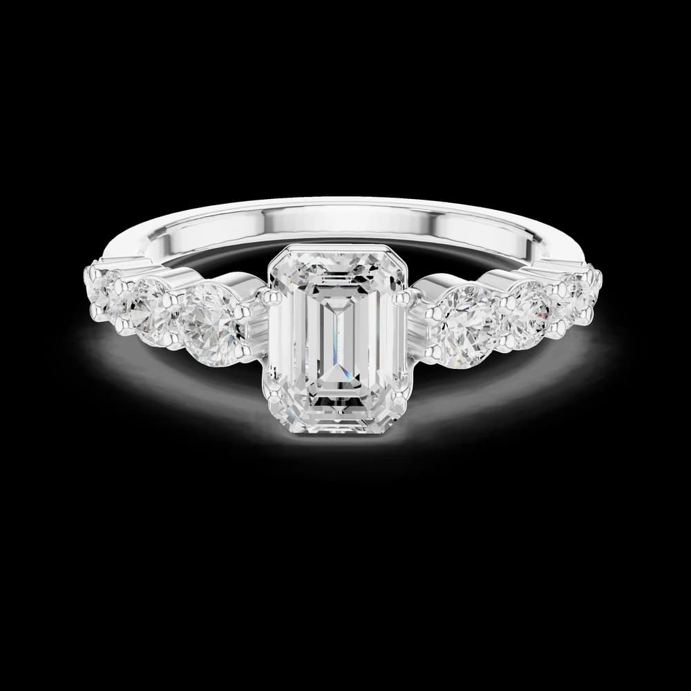 Unique Emerald Round Side Lab Grown Diamond Ring - Image 2 Unique Emerald Round Side Lab Grown Diamond Ring, view 2 of 6