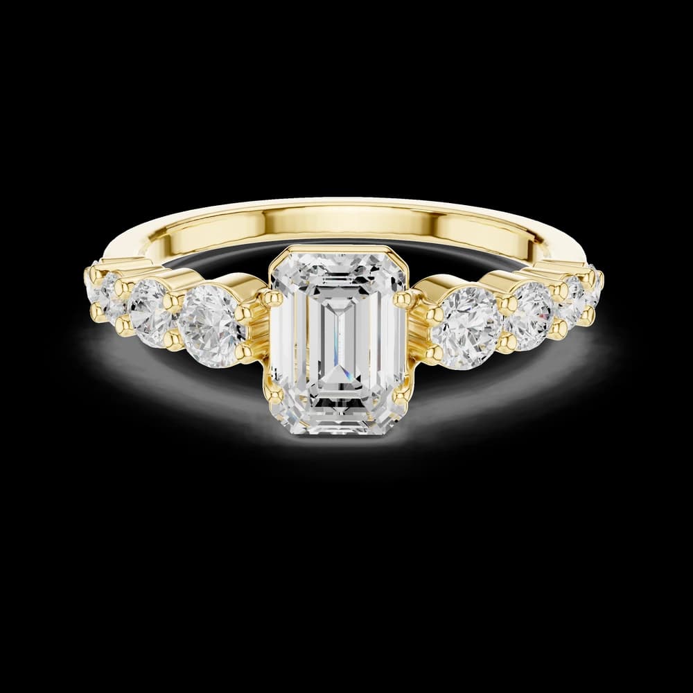 Unique Emerald Round Side Lab Grown Diamond Ring - Image 3 Unique Emerald Round Side Lab Grown Diamond Ring, view 3 of 6