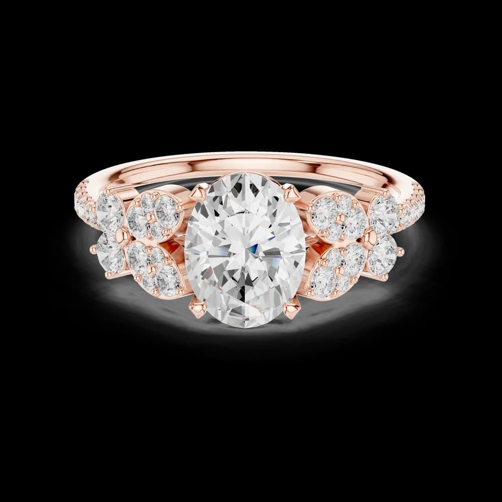 Oval Cut Floral Cluster Lab Grown Ring - Image 1 Oval Cut Floral Cluster Lab Grown Ring, view 1 of 6