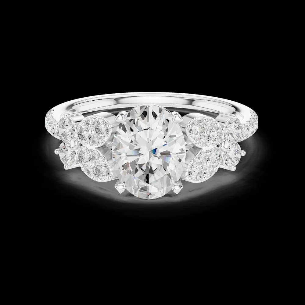 Oval Cut Floral Cluster Lab Grown Ring - Image 2 Oval Cut Floral Cluster Lab Grown Ring, view 2 of 6