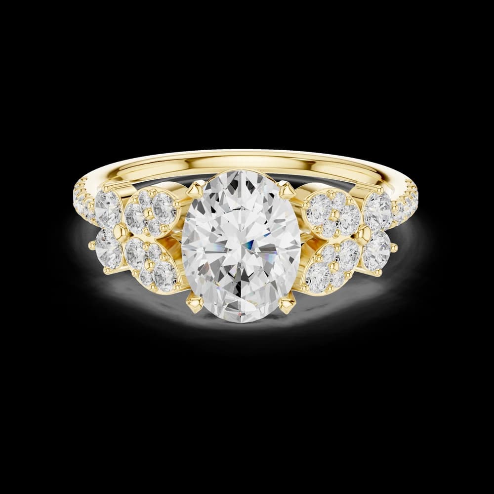 Oval Cut Floral Cluster Lab Grown Ring - Image 3 Oval Cut Floral Cluster Lab Grown Ring, view 3 of 6