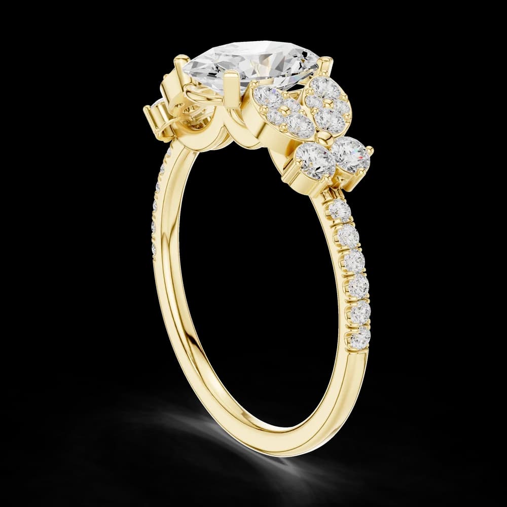 Oval Cut Floral Cluster Lab Grown Ring - Image 4 Oval Cut Floral Cluster Lab Grown Ring, view 4 of 6