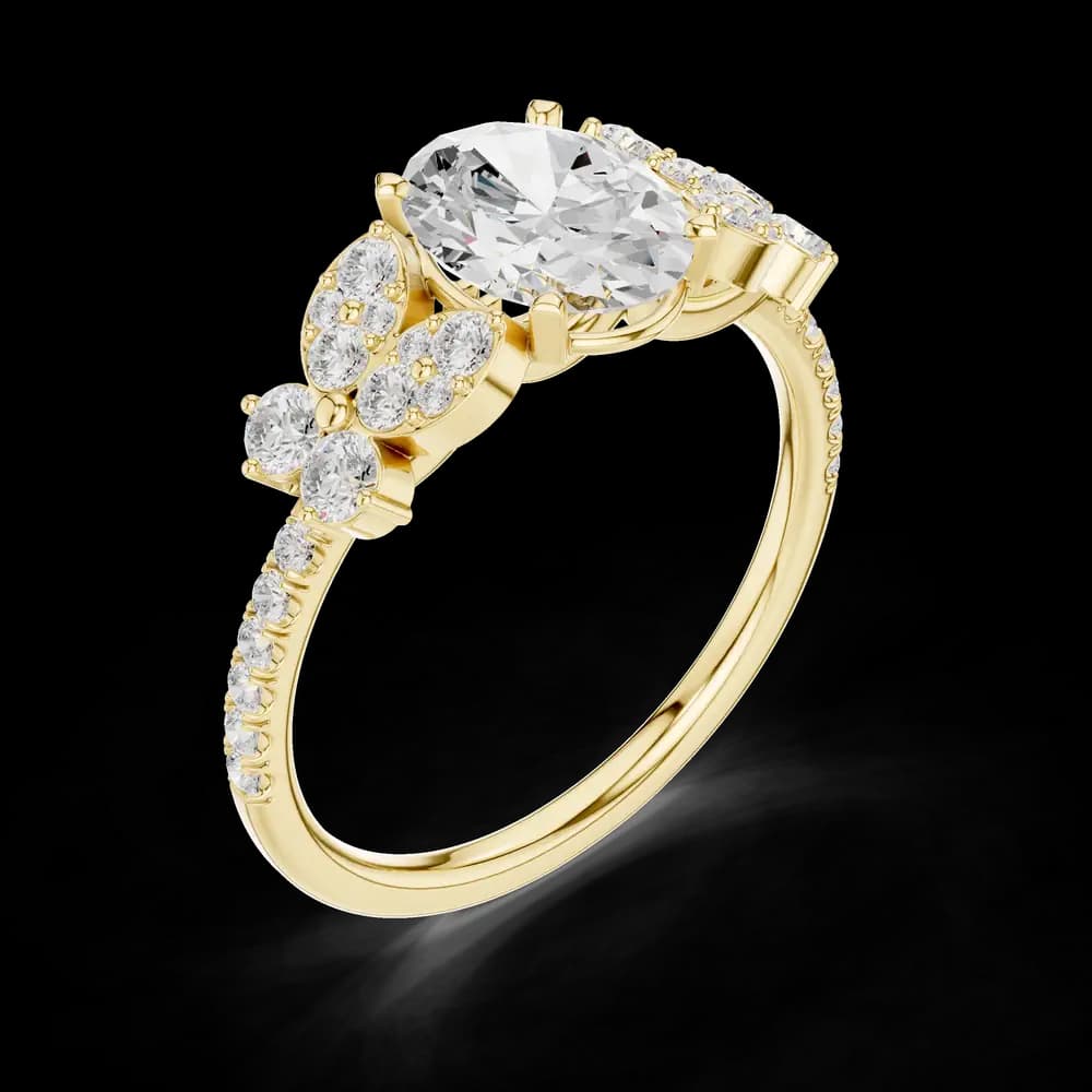 Oval Cut Floral Cluster Lab Grown Ring - Image 5 Oval Cut Floral Cluster Lab Grown Ring, view 5 of 6