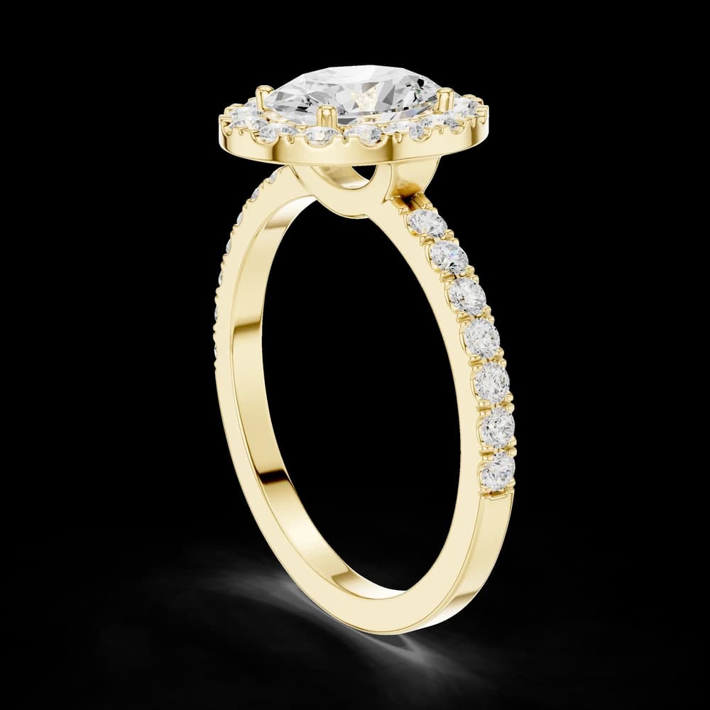 Oval Halo Setting Pavé Band Lab Grown Ring - Image 4 Oval Halo Setting Pavé Band Lab Grown Ring, view 4 of 6