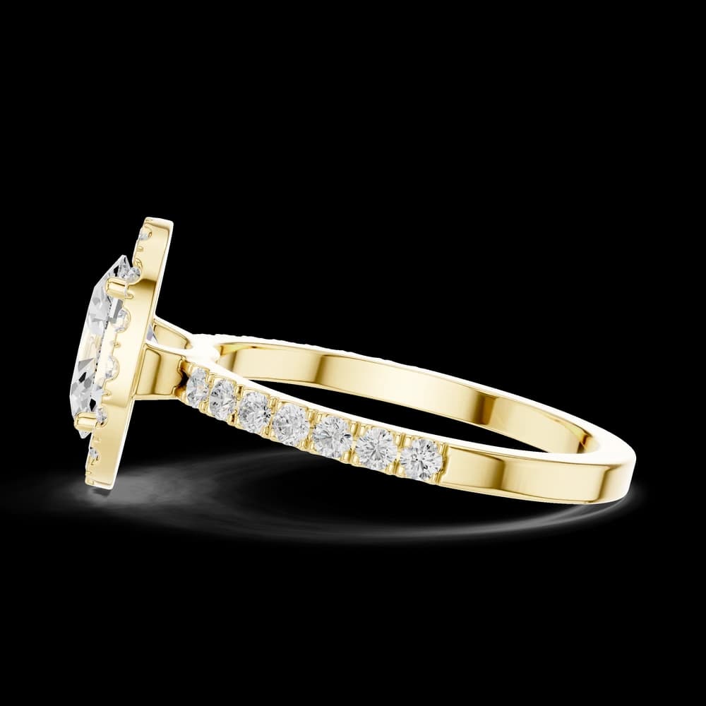 Oval Halo Setting Pavé Band Lab Grown Ring - Image 6 Oval Halo Setting Pavé Band Lab Grown Ring, view 6 of 6