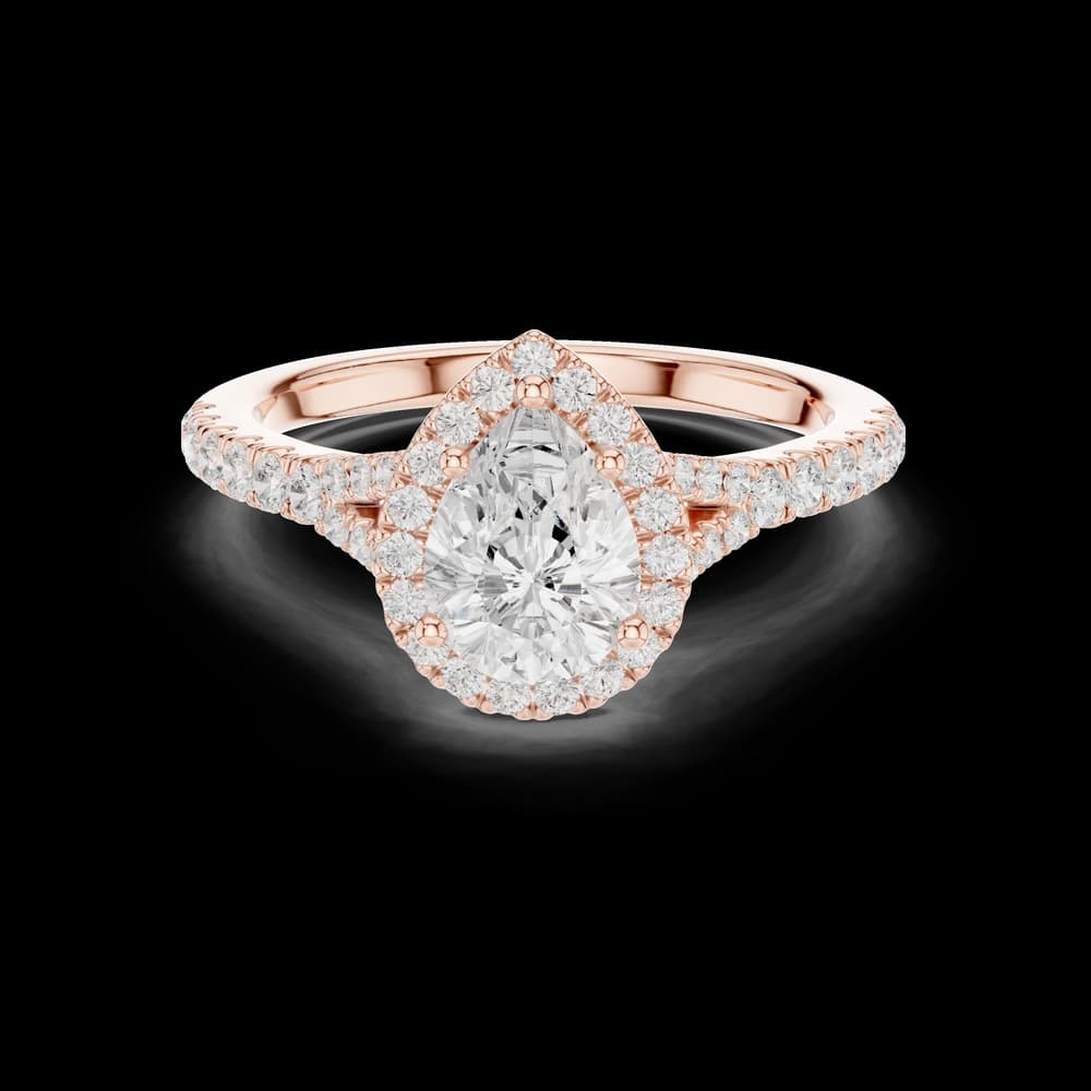 1 ct Pear Diamond Halo Lab Grown Diamond Ring - Image 2 1 ct Pear Diamond Halo Lab Grown Diamond Ring, view 2 of 7