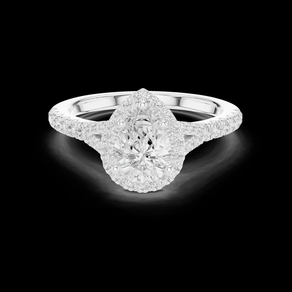 1 ct Pear Diamond Halo Lab Grown Diamond Ring - Image 3 1 ct Pear Diamond Halo Lab Grown Diamond Ring, view 3 of 7
