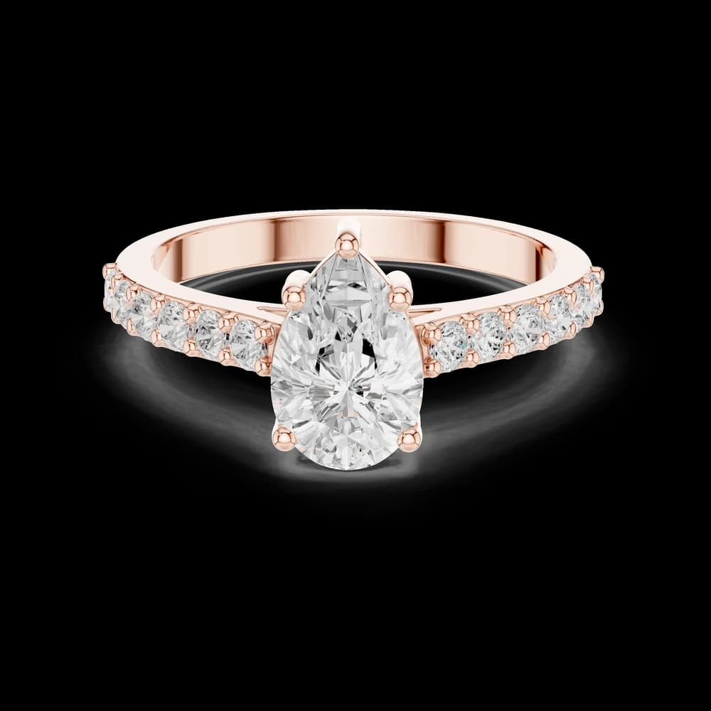 1 ct Pear Diamond & Round Accent Lab Grown Diamond Ring - Image 1 1 ct Pear Diamond & Round Accent Lab Grown Diamond Ring, view 1 of 6