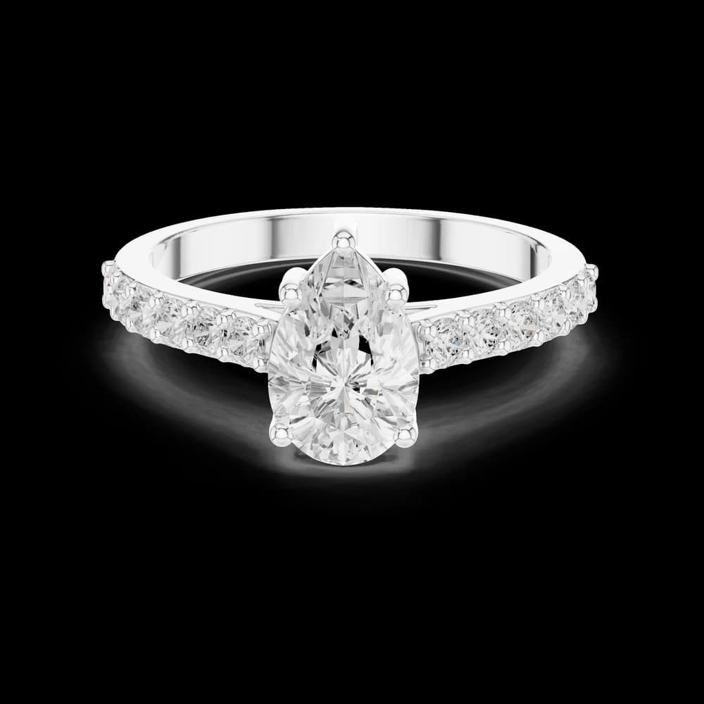 1 ct Pear Diamond & Round Accent Lab Grown Diamond Ring - Image 2 1 ct Pear Diamond & Round Accent Lab Grown Diamond Ring, view 2 of 6