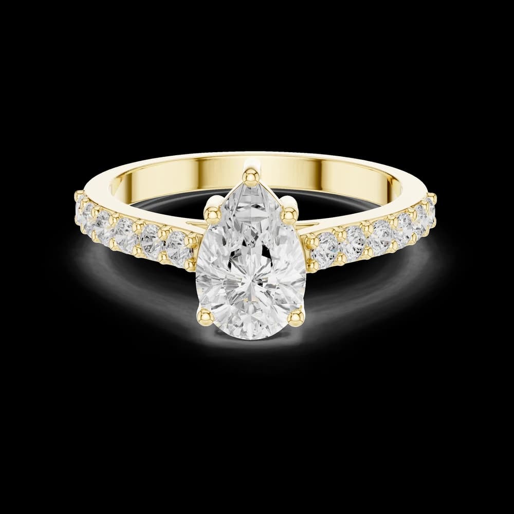 1 ct Pear Diamond & Round Accent Lab Grown Diamond Ring - Image 3 1 ct Pear Diamond & Round Accent Lab Grown Diamond Ring, view 3 of 6