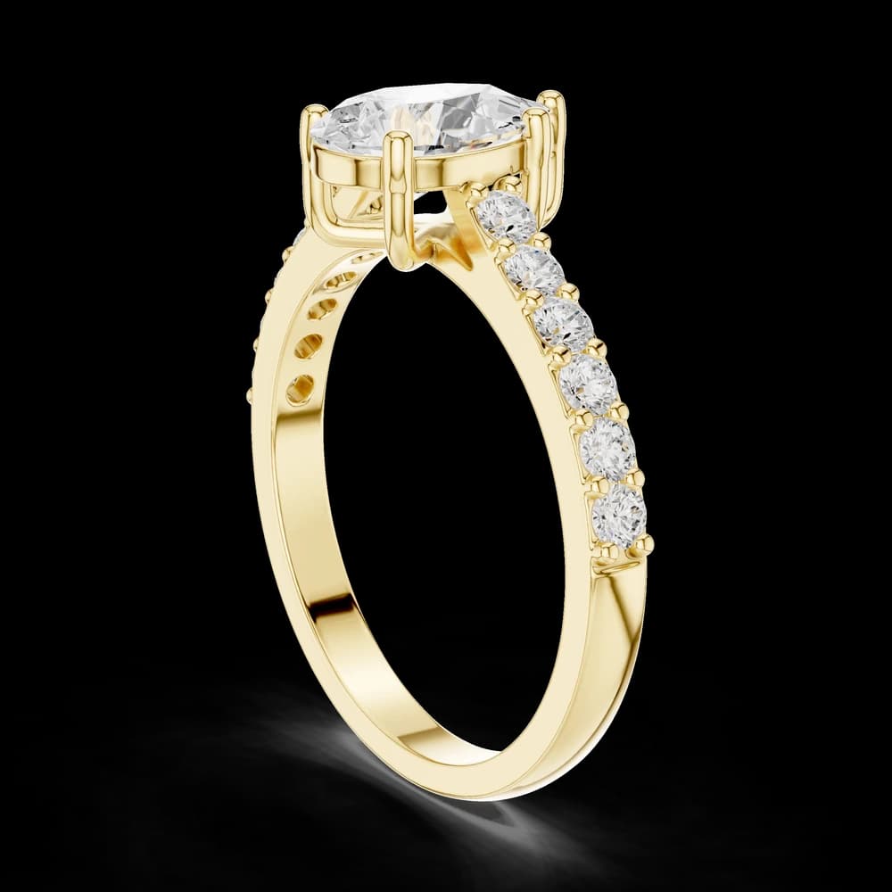 1 ct Pear Diamond & Round Accent Lab Grown Diamond Ring - Image 4 1 ct Pear Diamond & Round Accent Lab Grown Diamond Ring, view 4 of 6