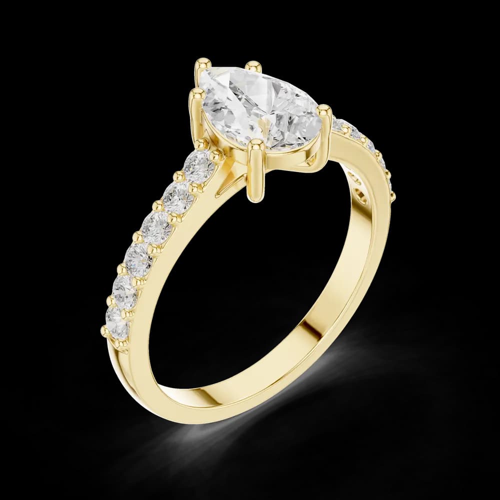 1 ct Pear Diamond & Round Accent Lab Grown Diamond Ring - Image 5 1 ct Pear Diamond & Round Accent Lab Grown Diamond Ring, view 5 of 6