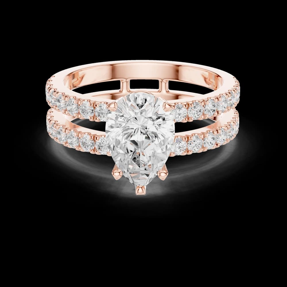 Double Band Pear Lab Grown Diamond Ring - Image 1 Double Band Pear Lab Grown Diamond Ring, view 1 of 6