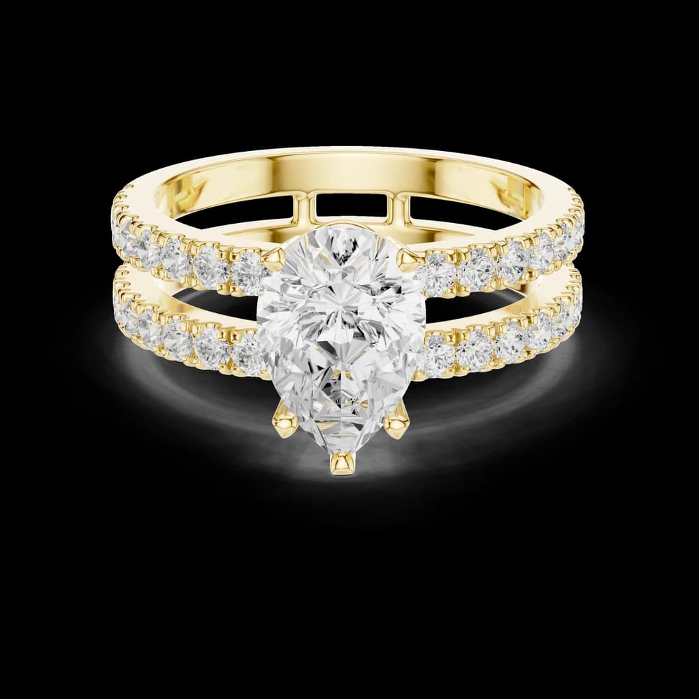 Double Band Pear Lab Grown Diamond Ring - Image 3 Double Band Pear Lab Grown Diamond Ring, view 3 of 6