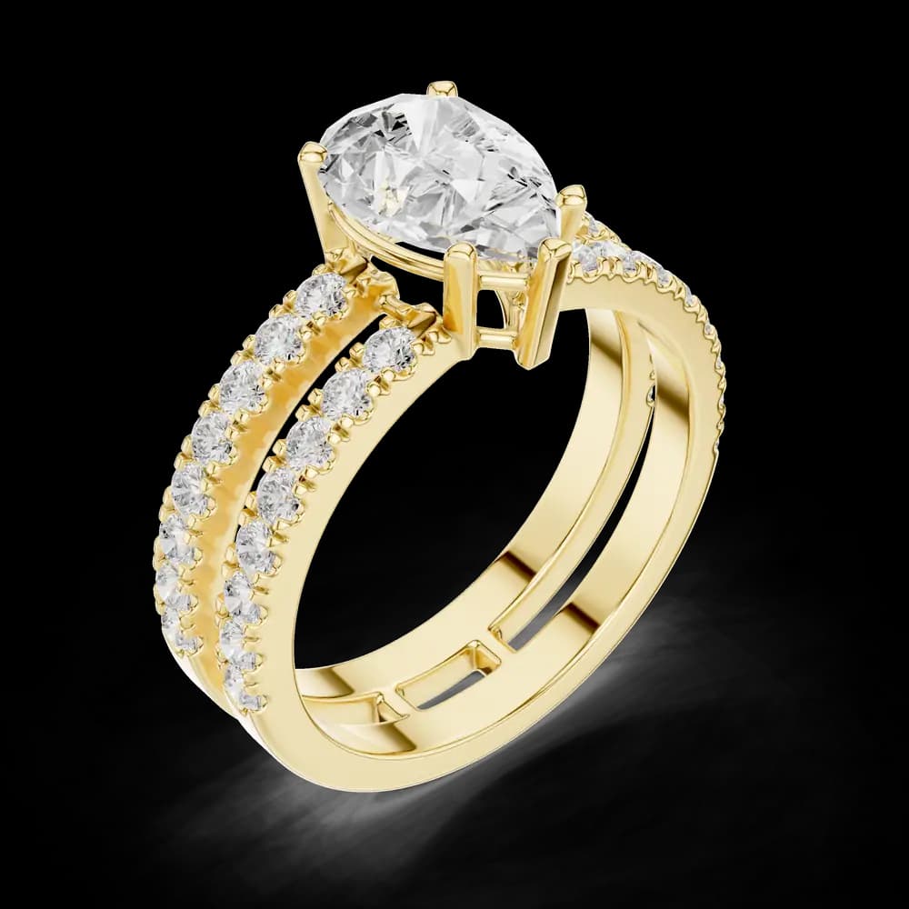 Double Band Pear Lab Grown Diamond Ring - Image 5 Double Band Pear Lab Grown Diamond Ring, view 5 of 6