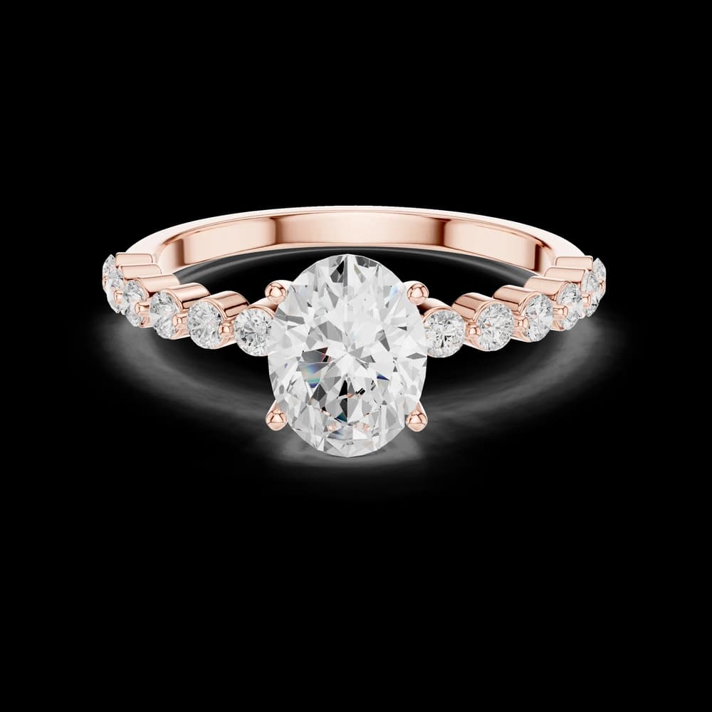 Elegant Oval Pavé Band Lab Grown Ring - Image 1 Elegant Oval Pavé Band Lab Grown Ring, view 1 of 6