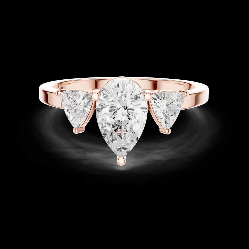 Pear Trillion Three Stone Lab Grown Ring - Image 2 Pear Trillion Three Stone Lab Grown Ring, view 2 of 7