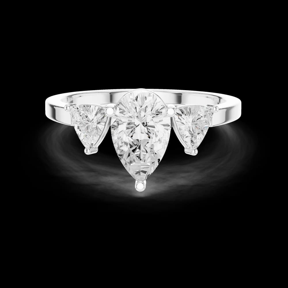 Pear Trillion Three Stone Lab Grown Ring - Image 3 Pear Trillion Three Stone Lab Grown Ring, view 3 of 7