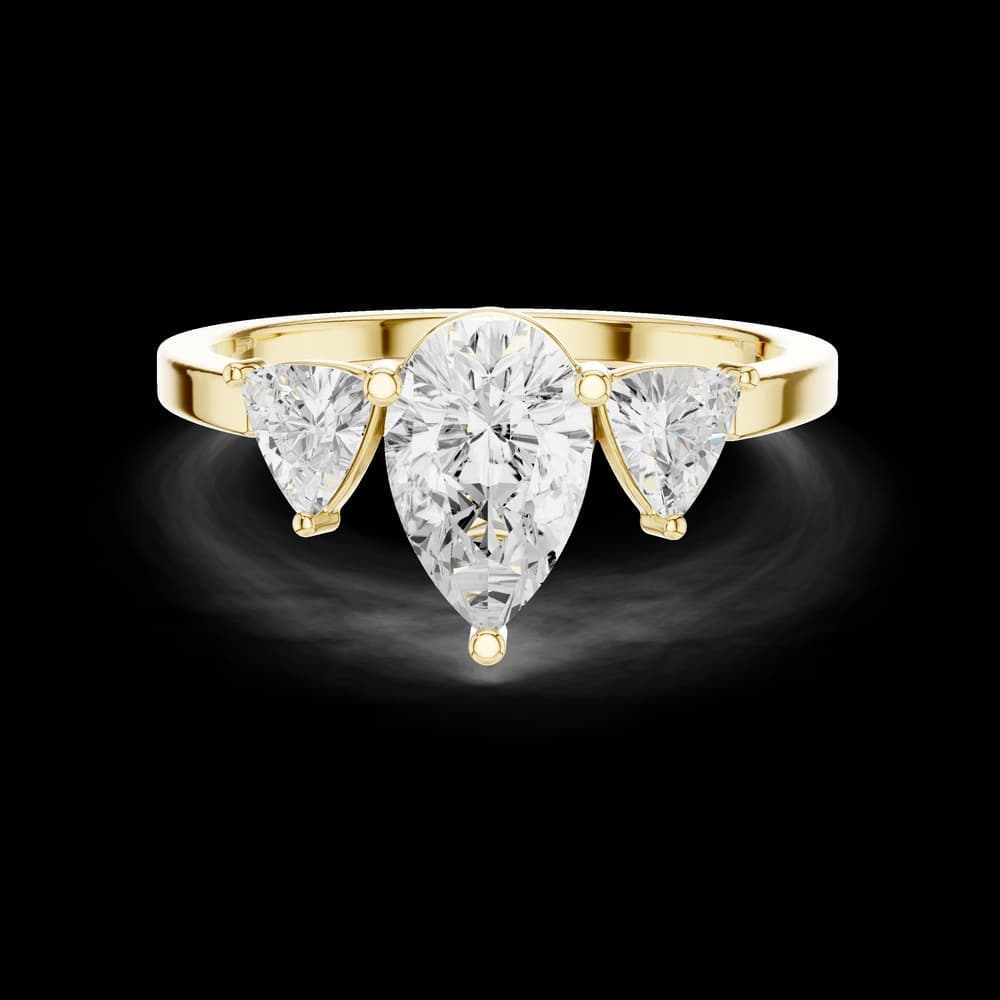 Pear Trillion Three Stone Lab Grown Ring - Image 4 Pear Trillion Three Stone Lab Grown Ring, view 4 of 7