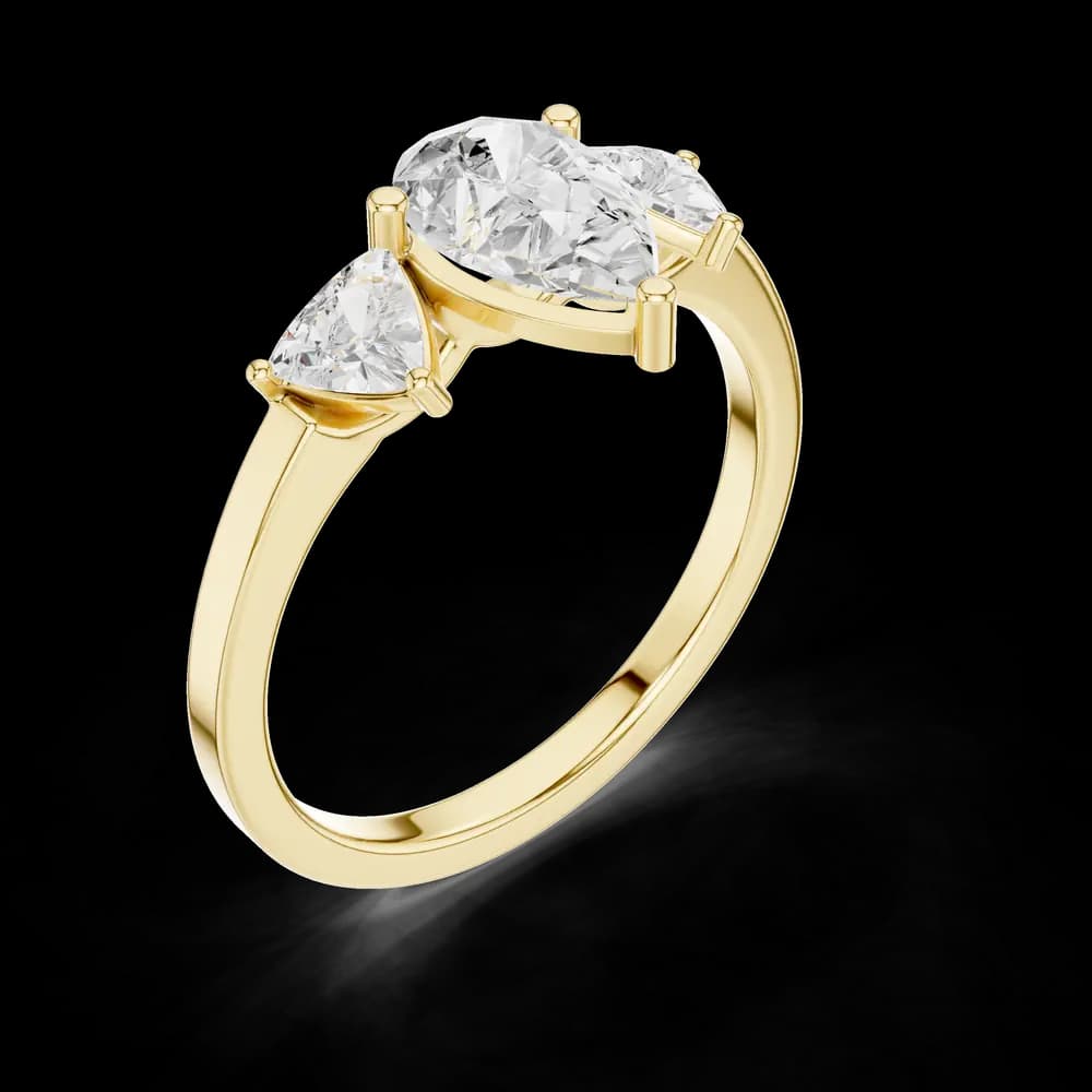 Pear Trillion Three Stone Lab Grown Ring - Image 5 Pear Trillion Three Stone Lab Grown Ring, view 5 of 7