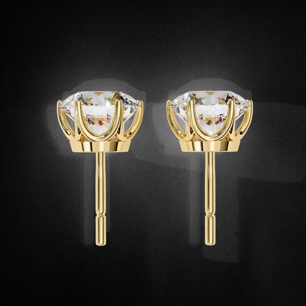 6 Prongs Brilliant Cut Lab Grown Diamond Stud Earring - Image 4 6 Prongs Brilliant Cut Lab Grown Diamond Stud Earring, view 4 of 16