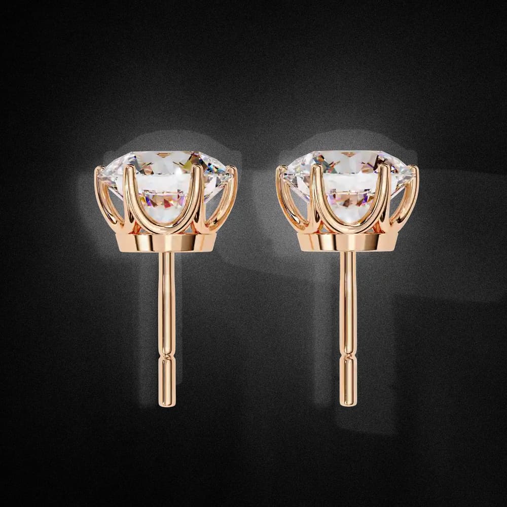 6 Prongs Brilliant Cut Lab Grown Diamond Stud Earring - Image 8 6 Prongs Brilliant Cut Lab Grown Diamond Stud Earring, view 8 of 16