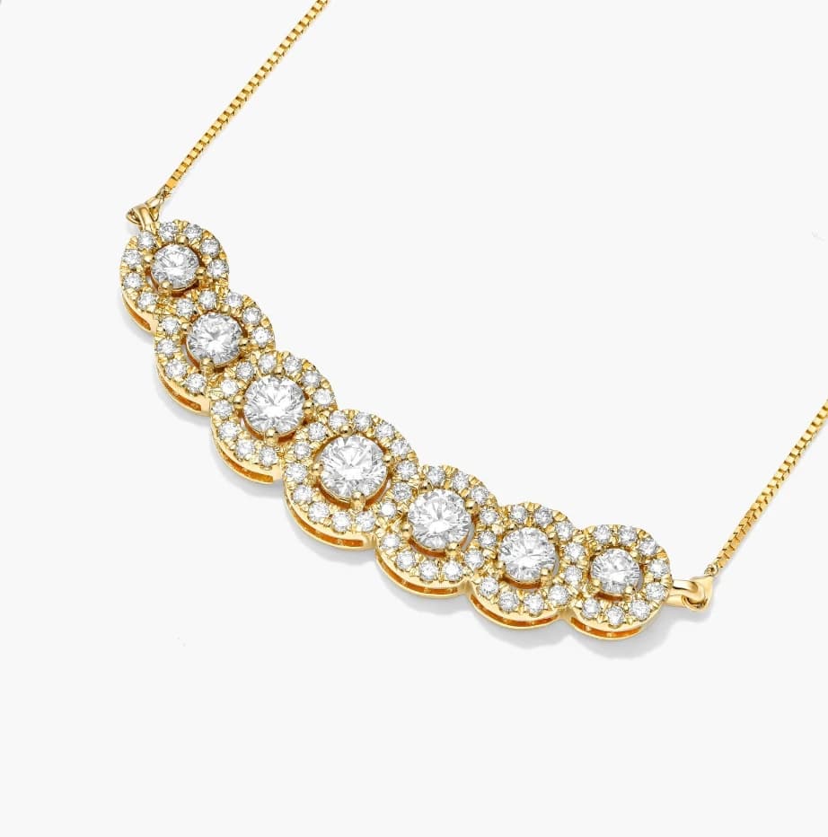 7 Stone Halo Lab Grown Diamond Necklace - Image 4 7 Stone Halo Lab Grown Diamond Necklace, view 4 of 4