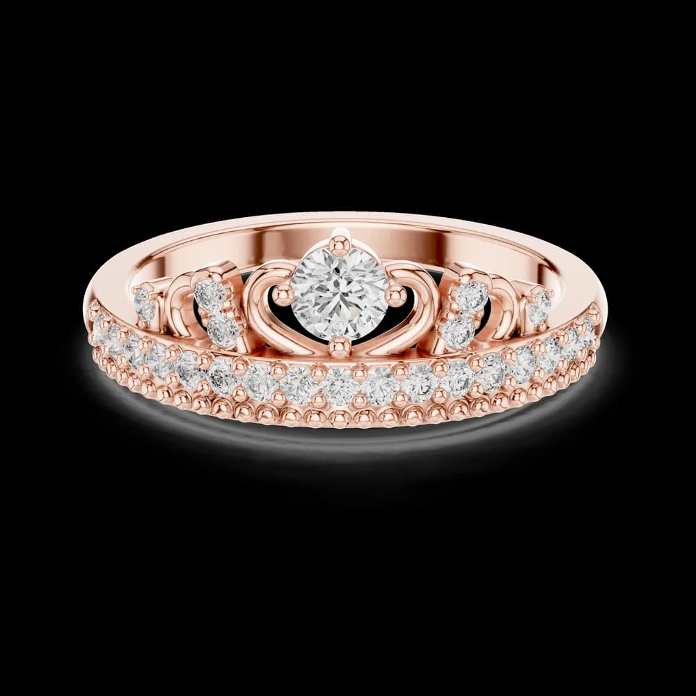 Crown Setting Round Beaded Lab Grown Diamond Ring - Image 1 Crown Setting Round Beaded Lab Grown Diamond Ring, view 1 of 6
