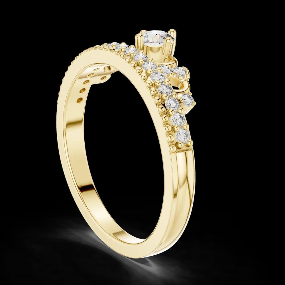 Crown Setting Round Beaded Lab Grown Diamond Ring - Image 4 Crown Setting Round Beaded Lab Grown Diamond Ring, view 4 of 6