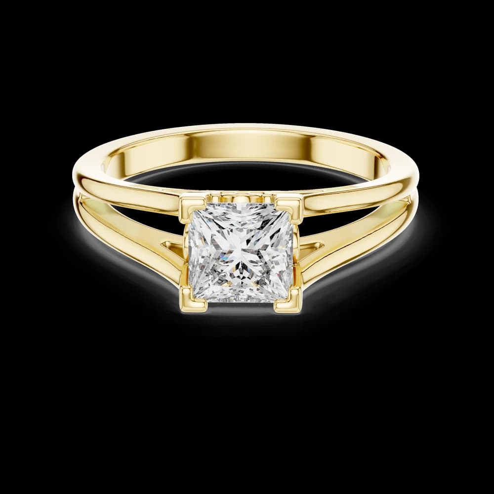 Princess Split Band Lab Grown solitaire Diamond Ring - Image 3 Princess Split Band Lab Grown solitaire Diamond Ring, view 3 of 5