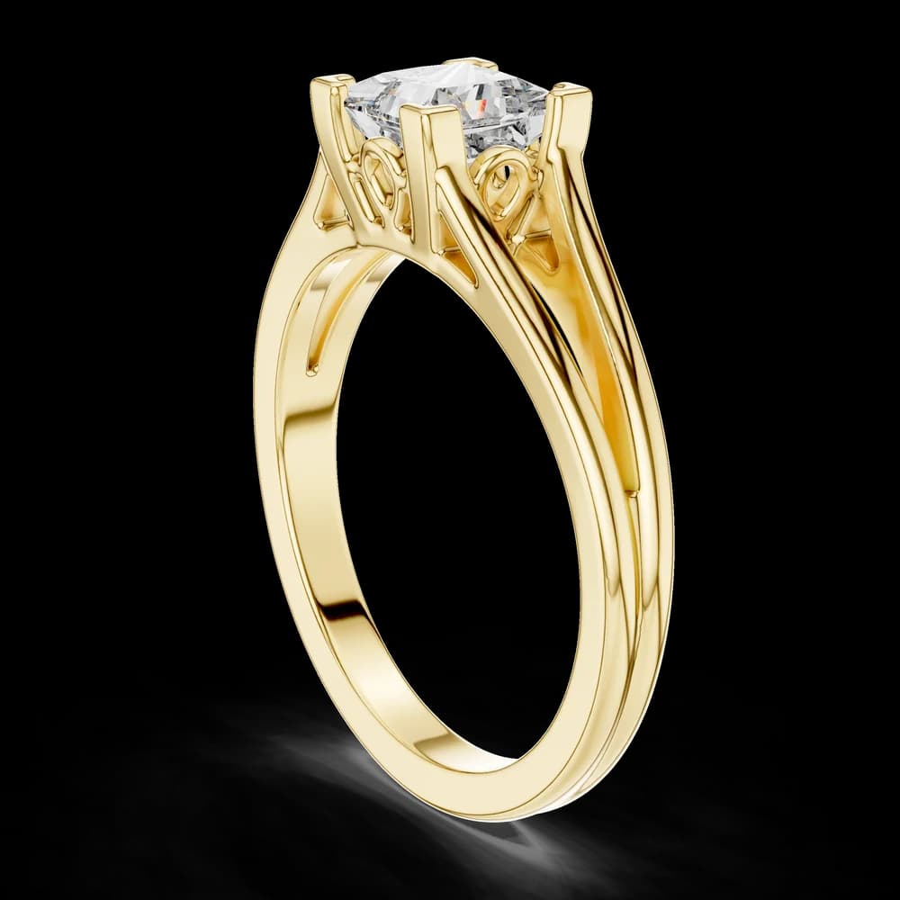 Princess Split Band Lab Grown solitaire Diamond Ring - Image 4 Princess Split Band Lab Grown solitaire Diamond Ring, view 4 of 5